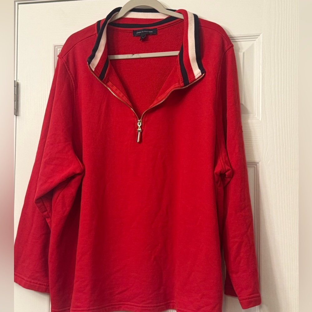 Women’s Vintage Red Tommy Hilfiger Quarter Zip Sweater Size 3x